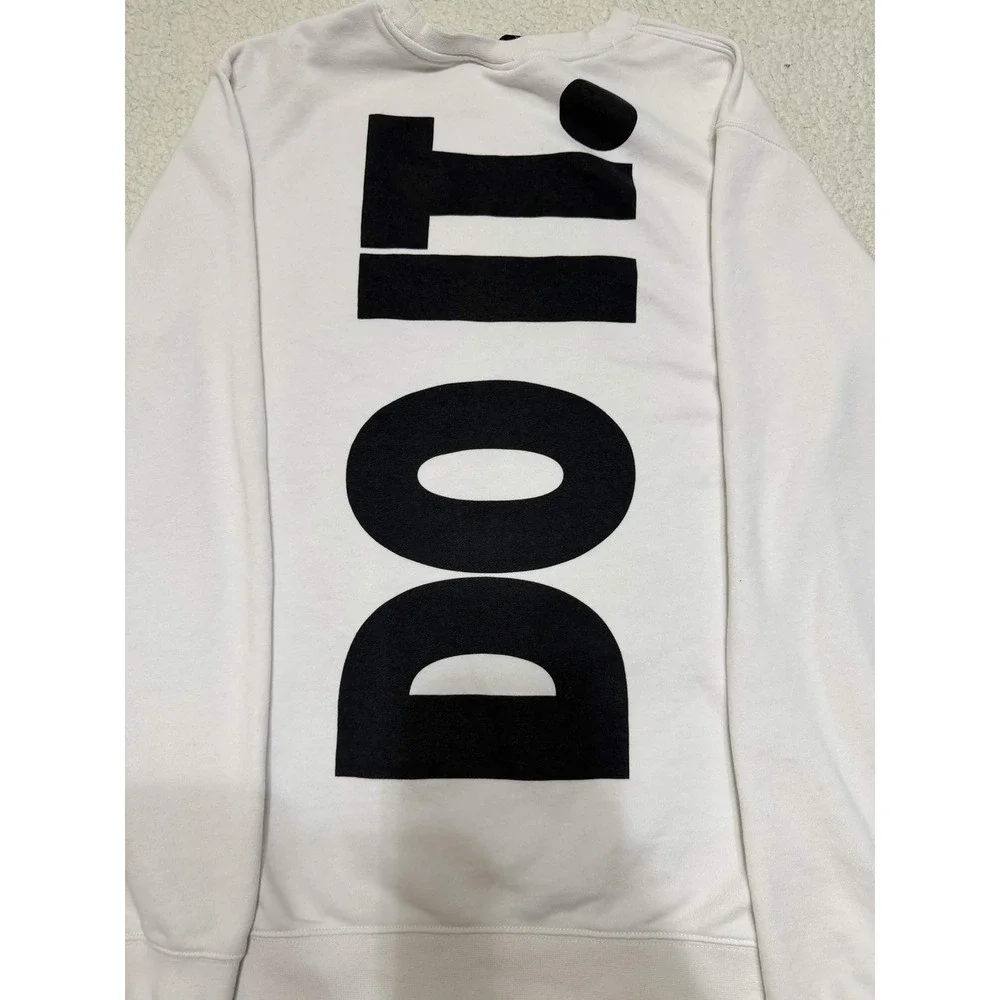 Nike Mens Just Do It Crewneck Sweatshirt White Graphic Fleece Pullover Size L